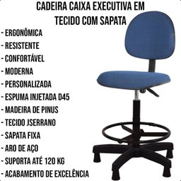 Cadeira Caixa Alta Fixa Executiva Azul Royal - 3