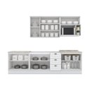 Ver imagem 4 de Cozinha Completa Modulada 6 Peças 100% MDF com 3 Balcões e Nicho para Microondas Branco/Calcare Emily