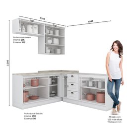 Cozinha Completa 6 Peças 8 Portas 3 Gavetas Emily Espresso Móveis - 3