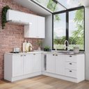Ver imagem 1 de Cozinha Completa Modulada 6 Peças 8 Portas 3 Gavetas Emily Espresso Móveis Branco/Calcare
