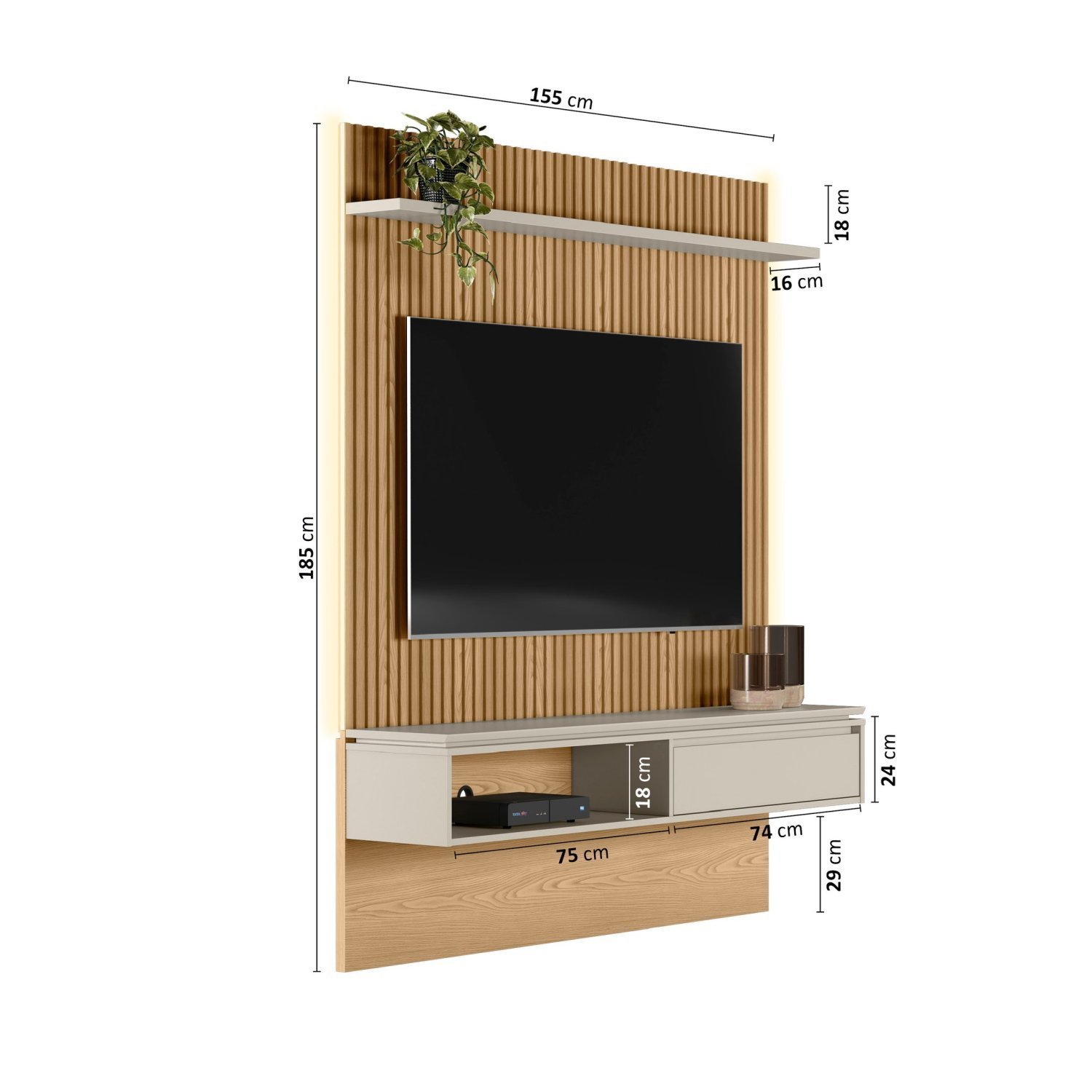 Painel Home Samambaia Para TV até 65 Polegadas com Kit LED CabeCasa MadeiraMadeira - 5