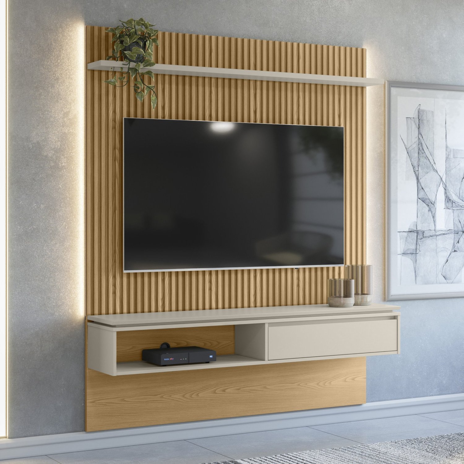 Painel Home Samambaia Para TV até 65 Polegadas com Kit LED CabeCasa MadeiraMadeira - 1