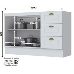 Cozinha Compacta 4 Peças com Balcão Para Forno de Embutir Emily - 9