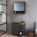 Ver imagem 1 de Armários Modulares de Banheiro Crart-CON001 3 Portas MDP 60cm Grafite Multimóveis