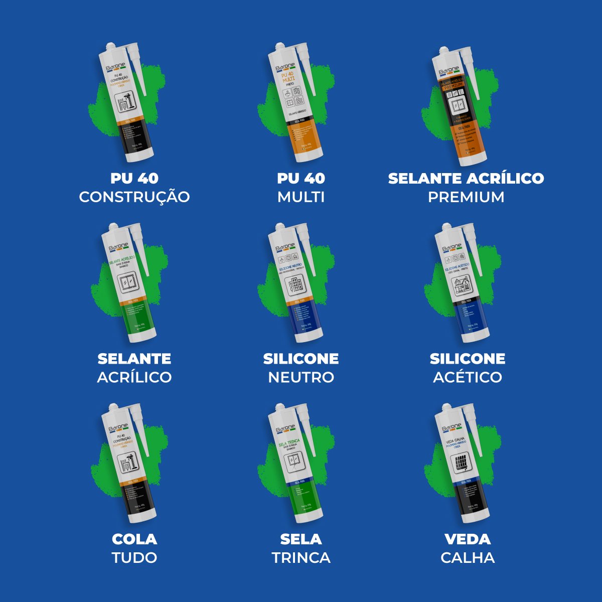 5x Selante Poliuretano Barone Pu 40 Construção Branco 400g - 4