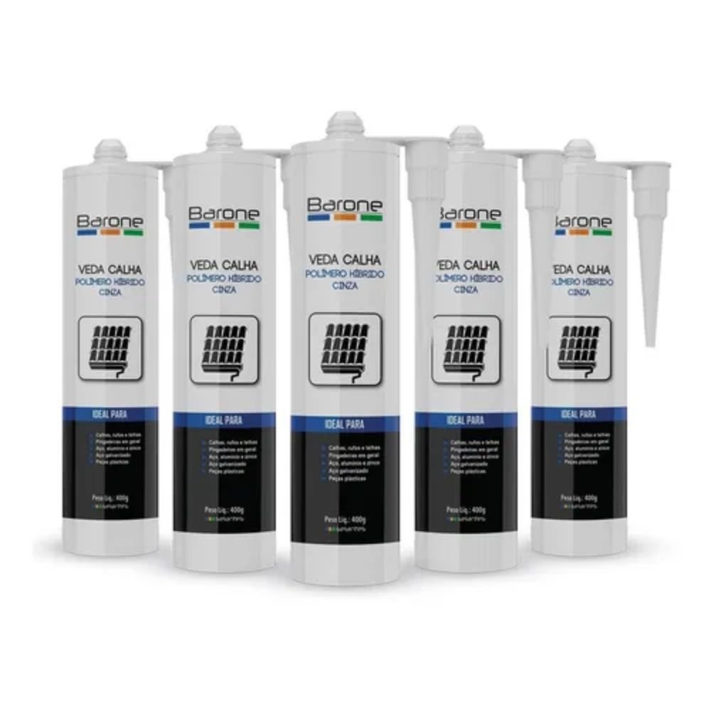 5x Selante Poliuretano Barone Pu 40 Construção Branco 400g - 1