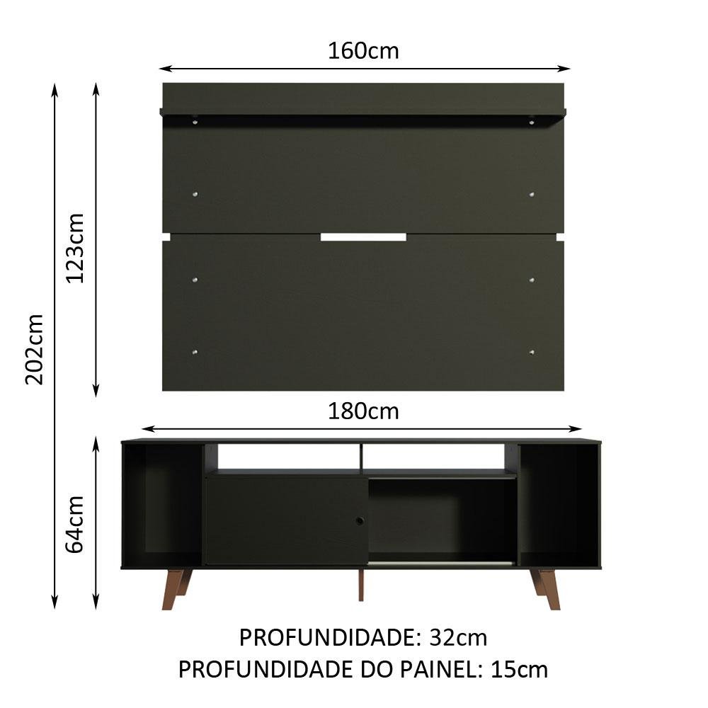 Rack Madesa Cancun com Pés e Painel para Tv até 65 Polegadas - Preto/preto 8nd8 - 3