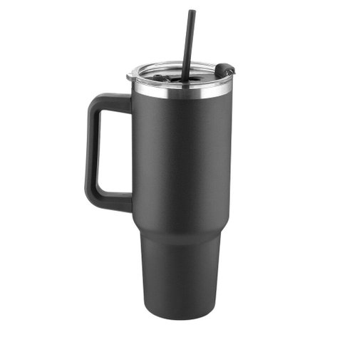 Garrafa Térmica Canecão Inox 1,3L Parede Dupla Canudo Preta
