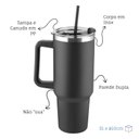 Ver imagem 2 de Garrafa Térmica Canecão Inox 1,3L Parede Dupla Canudo Preta