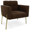 Ver imagem 5 de Poltrona para Sala Pé Metal Dourado Kit 2 Ana Suede Marrom - Ibiza
