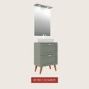 Ver imagem 3 de Gabinete para Banheiro com Tampo Cuba e Espelho 60cm Retro Mdf Verde Milano - On Móveis