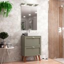 Ver imagem 1 de Gabinete para Banheiro com Tampo Cuba e Espelho 60cm Retro Mdf Verde Milano - On Móveis