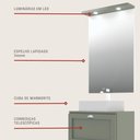 Ver imagem 5 de Gabinete para Banheiro com Tampo Cuba e Espelho 60cm Retro Mdf Verde Milano - On Móveis