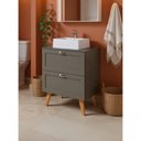 Ver mais imagens de Gabinete para Banheiro com Tampo Cuba e Espelho 60cm Retro Mdf Verde Milano - On Móveis