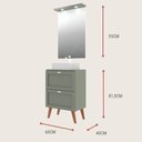 Ver imagem 4 de Gabinete para Banheiro com Tampo Cuba e Espelho 60cm Retro Mdf Verde Milano - On Móveis