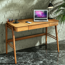 Ver mais imagens de Escrivaninha Mesa Escritório 111cm Madeira Maciça com Gaveta Nichos e Porta-Canetas Joy