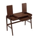 Ver imagem 4 de Escrivaninha Mesa Escritório com Gaveta Nichos e Porta-Canetas Joy 1 Gaveta 111,2cm MDF Castanho