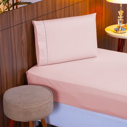 Roupa de Cama Solteiro 400 Fios 2 Peças 100% Toque Macio Cor:rosa - 2