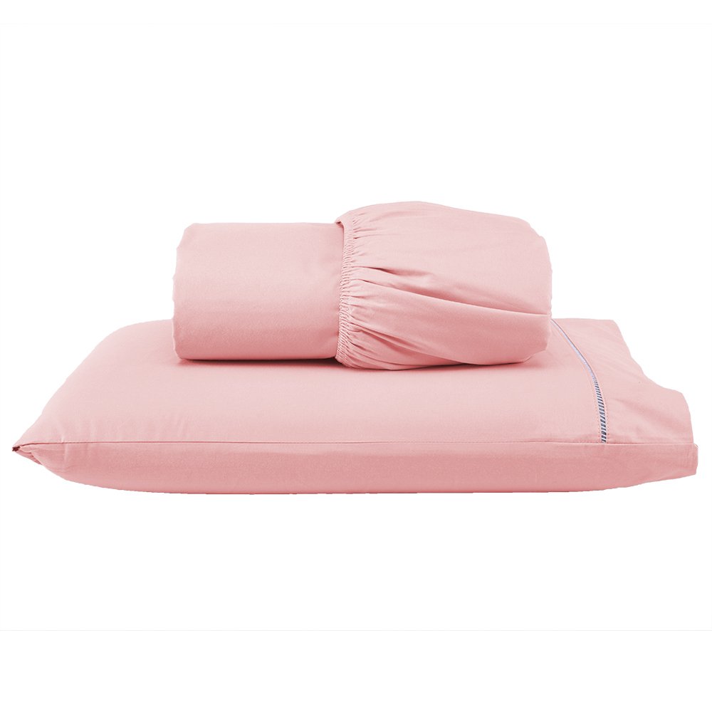 Roupa de Cama Solteiro 400 Fios 2 Peças 100% Toque Macio Cor:rosa