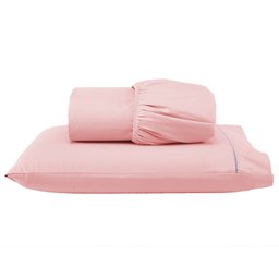 Roupa de Cama Solteiro 400 Fios 2 Peças 100% Toque Macio Cor:rosa - 1