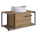 Ver imagem 1 de Gabinete Suspenso para Banheiro 80cm P1019 Mel com Cuba Berlin Branca