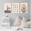 Ver imagem 1 de Kit 3 Quadros Decorativos Yoga- Posições 33x24cm - com Vidro:madeira Branca