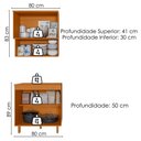 Ver imagem 3 de Balcao com Tampo e Armario Aereo 80 cm MDF Bari Freijo Off Acetinado Poliman