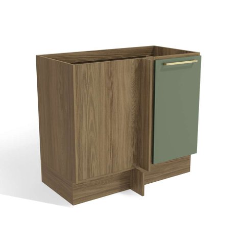 Balcão de Canto Cozinha Botanic 98cm 01 Porta M625 Kappesberg - Nogueira/verde Oliva