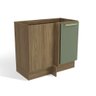 Balcão de Canto Cozinha Botanic 98cm 01 Porta M625 Kappesberg - Nogueira/verde Oliva - 1