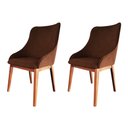 Ver imagem 2 de Kit 2 Cadeiras de Jantar Estofada Elisa Anatômica Couro Pu Caramelo Base Madeira Maciça Mel