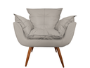 Ver imagem 2 de Kit 2 Poltronas Decorativa Opala Couro Bege Pés Madeira Ms Decor