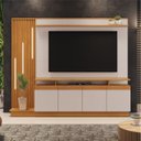Ver imagem 1 de Estante para TV e Home Theater Ripado para TV até 65 Polegadas com LED 200CMX189CM LED 4 Portas Cinamomo Off White Marrom