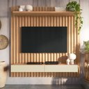 Ver imagem 1 de Painel Ripado Mdf para Tv 1,78 X 1,83m com 02 Gavetas Tb181 Pradel Móveis-freijó/off White