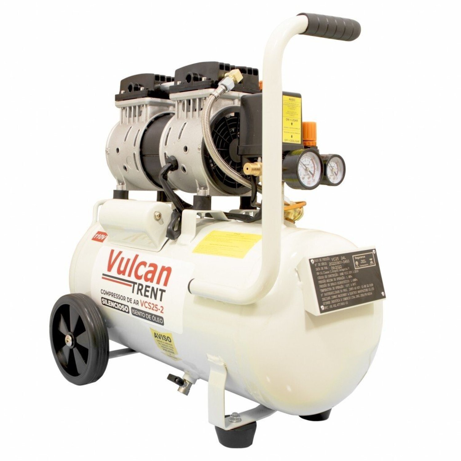 Compressor de Ar Silencioso 24 Litros 1,5 HP 8 BAR 127volts Vcs25-1 Vulcan Trent - 4