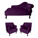 Ver imagem 1 de Jogo Divã Imperial para Clínica Psicologia Sala de Estar - Veludo - Sv Decor:roxo