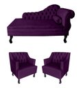 Ver imagem 1 de Jogo Divã Imperial para Clínica Psicologia Sala de Estar - Veludo - Sv Decor:roxo