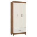 Ver imagem 3 de Guarda Roupa Solteiro 3 Portas 1 Gaveta Prince Bege/Amendola Touch/Off White