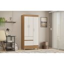 Ver imagem 1 de Guarda Roupa Solteiro 3 Portas 2 Gavetas 3 Prateleiras Wind Bege/Amendola Touch/Off White