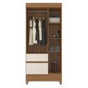 Ver imagem 2 de Guarda Roupa Solteiro 3 Portas 2 Gavetas 3 Prateleiras Wind Bege/Amendola Touch/Off White