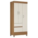 Ver imagem 3 de Guarda Roupa Solteiro 3 Portas 2 Gavetas 3 Prateleiras Wind Bege/Amendola Touch/Off White
