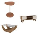 Ver imagem 2 de Conjunto 3 Peças Sala Estar Apoio Bel Mesa de Centro Onda e Rack Duetto Marrom Cinamomo/Off White