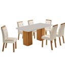 Ver imagem 2 de Conjunto Mesa de Jantar 180cm com 6 Cadeiras Estofadas Multimóveis Crrft-CON049 Madeirado/Off White