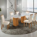 Ver imagem 1 de Conjunto Mesa de Jantar 180cm com 6 Cadeiras Estofadas Multimóveis Crrft-CON049 Madeirado/Off White
