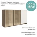 Ver imagem 4 de Armario Aereo 3p Vid Mdf 120cm Kali 1219764 Carvalho Toq Off White Cetim Nicioli