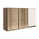 Ver imagem 1 de Armario Aereo 3p Vid Mdf 120cm Kali 1219764 Carvalho Toq Off White Cetim Nicioli