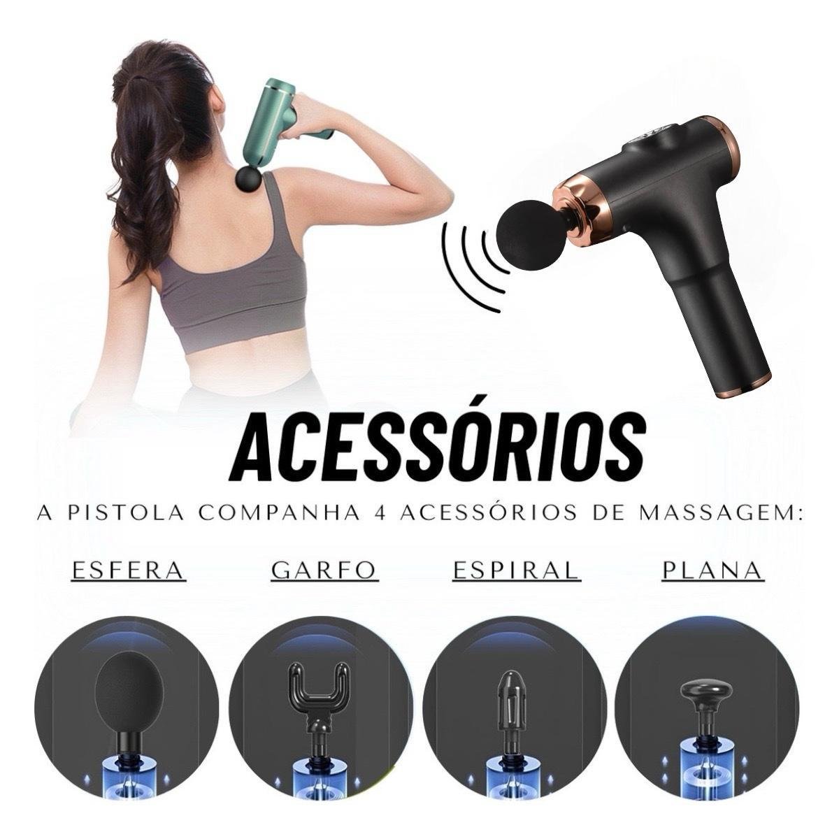 Massageador Elétrico 4x1 Profissional Portátil Cinza - 4