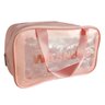 Necessaire de Pvc Grande com Alça Organizador de Malas de Viagem com Zíper:rosa - 1