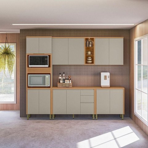 Cozinha Modulada Allure Linea Brasil 5 Peças A01m4 Jequitiba/gris Fosco