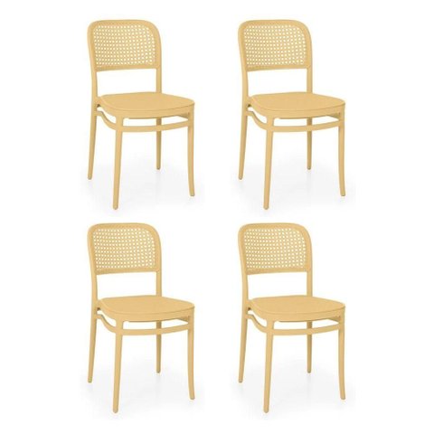 Kit 4 Cadeiras de Jantar Roma Plástico Bege Oficial Webshop
