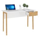 Ver imagem 2 de Mesa Escritório Pés em 1 Gaveta 120cm Branco E Wood